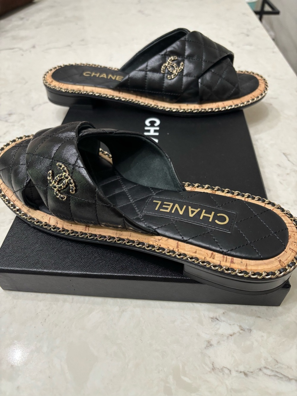 Chanel Leather Mule Sandals